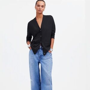 Madewell Sweater - black Merino Wool Boyfriend Cardigan